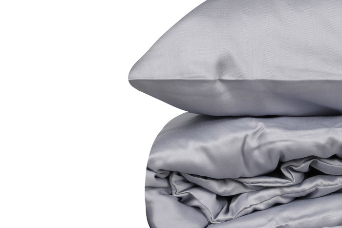 L'essentiel linge de maison Juego de funda de edredón de satén Gris, Doble